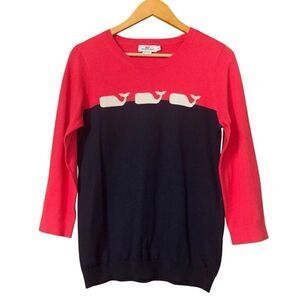 Vineyard Vines Cashmere Blend Color Block Whale Sweater Size M